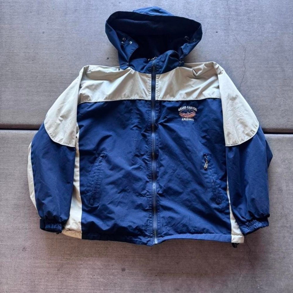 Grand Canyon Arizona Windbreaker Jacket Full Zip Blue Tan